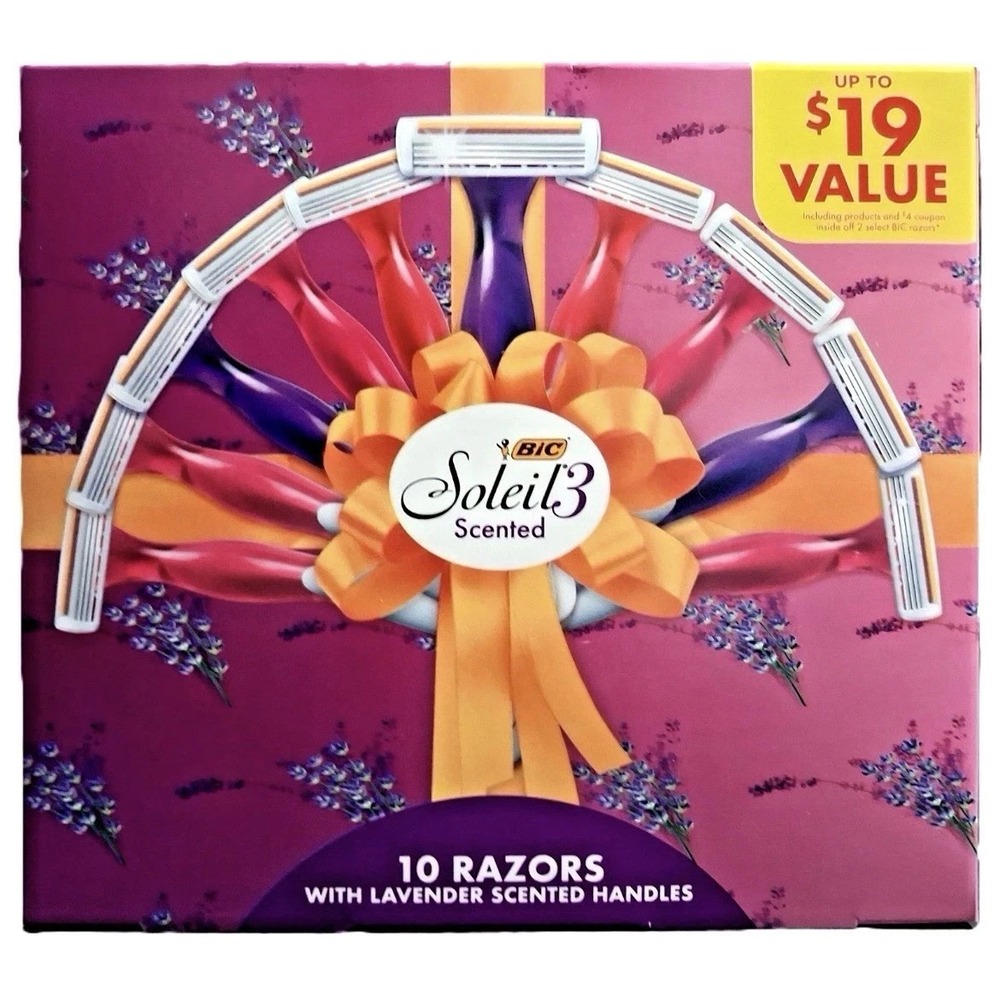 Bic Soleil Scented Gift Set 10 Razors 3 Blades Lavender Scented Handles New
